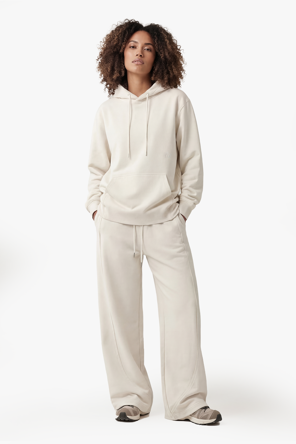 TYGA ICON EMBROIDERY COTTON HOODIE - BEIGE