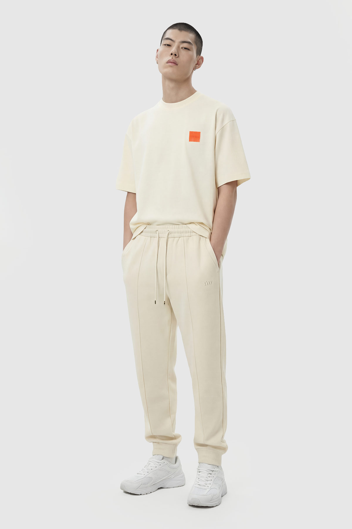 TYGA ICON EMBROIDERY COTTON SWEATPANTS - BEIGE