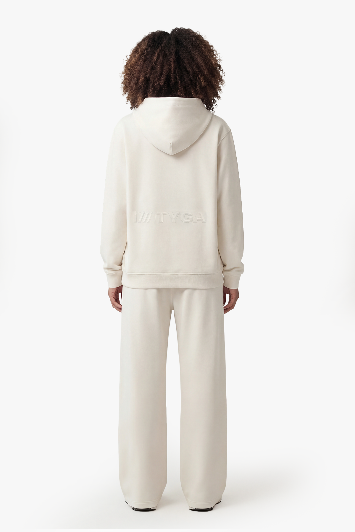 TYGA ICON EMBROIDERY COTTON HOODIE - BEIGE