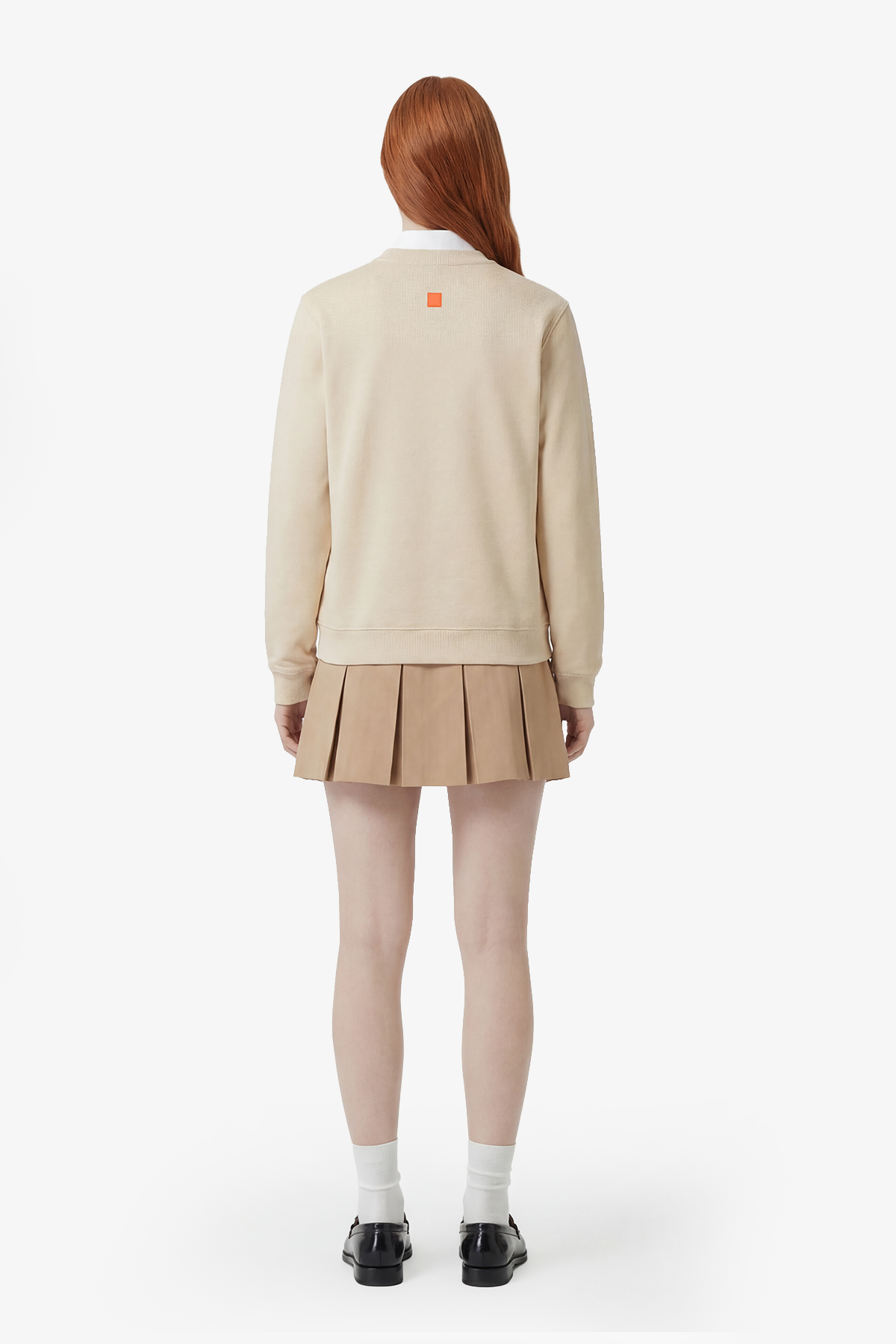 TYGA EMBROIDERY ROUND NECK SWEATER - BEIGE