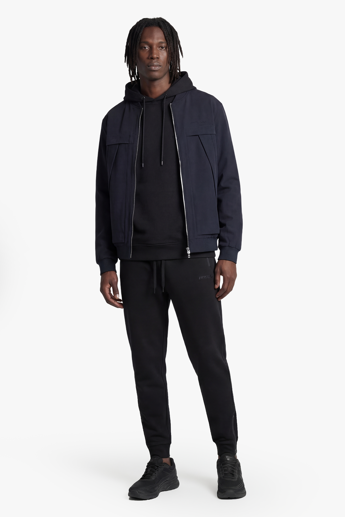 TYGA EMBROIDERY NYLON JACKET - DUSTY BLUE