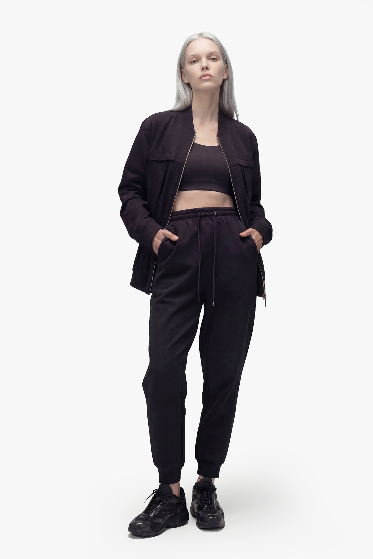 TYGA EMBROIDERY NYLON JACKET - BLACK