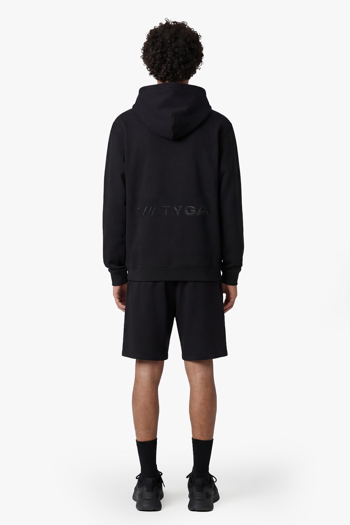 TYGA ICON EMBROIDERY COTTON HOODIE - BLACK