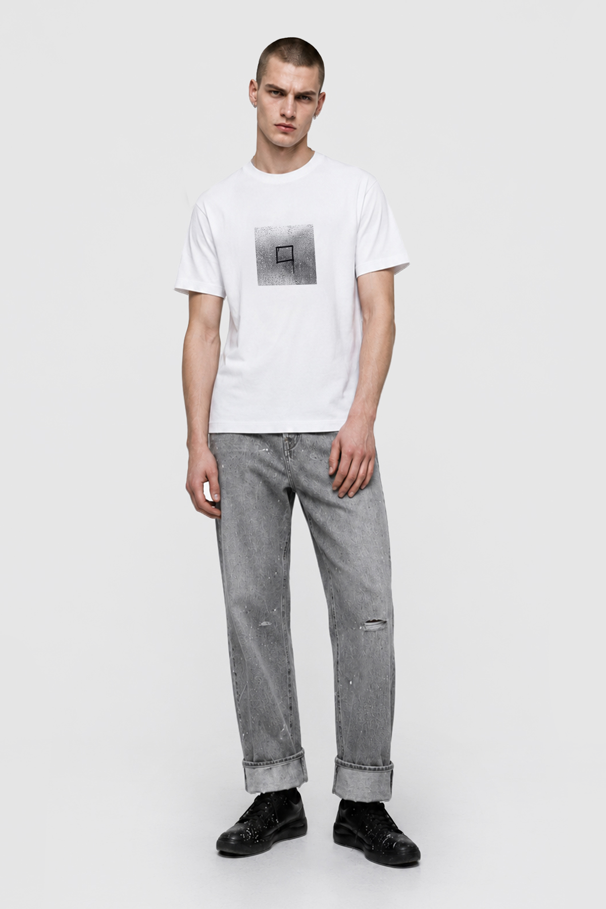 RAINDROP COTTON T-SHIRT - WHITE
