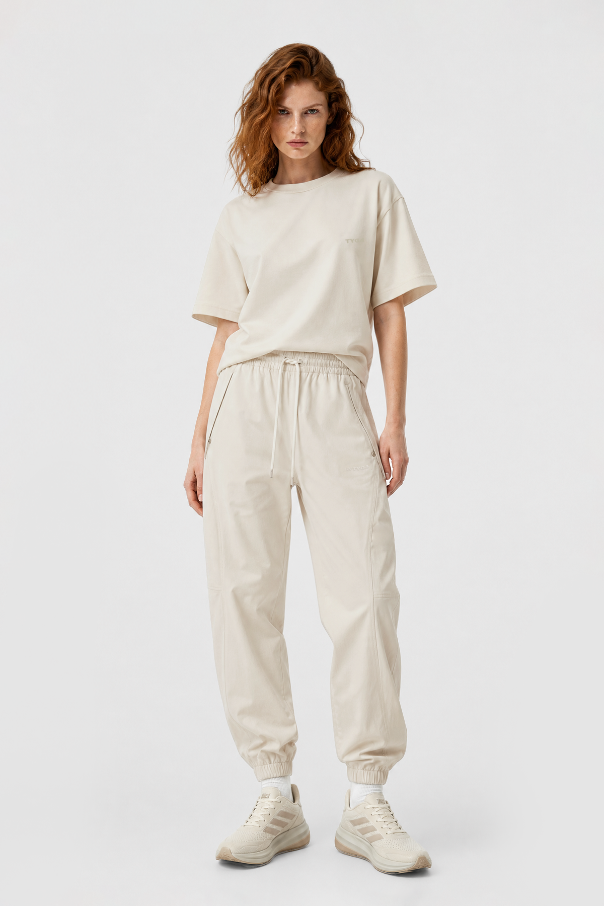 RELAXED TYGA NYLON PANTS - BEIGE