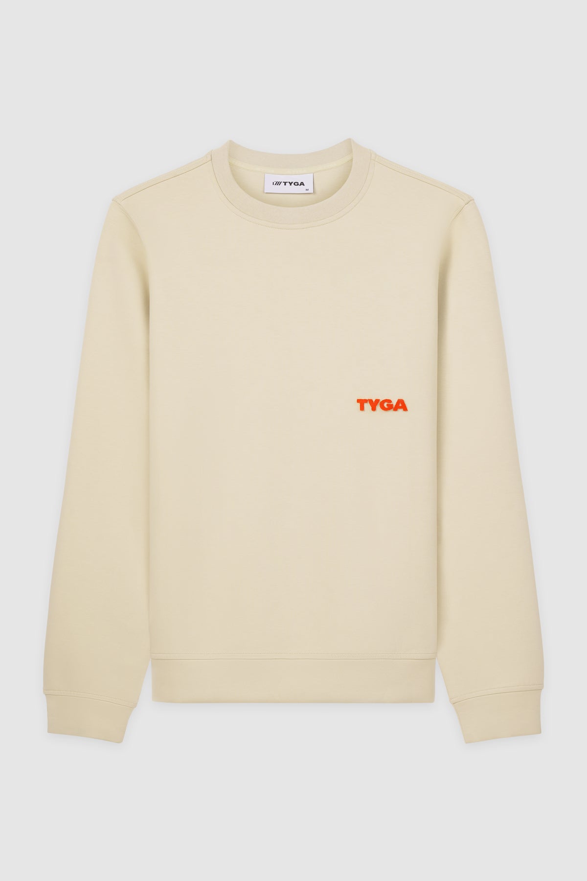 TYGA EMBROIDERY ROUND NECK SWEATER - BEIGE