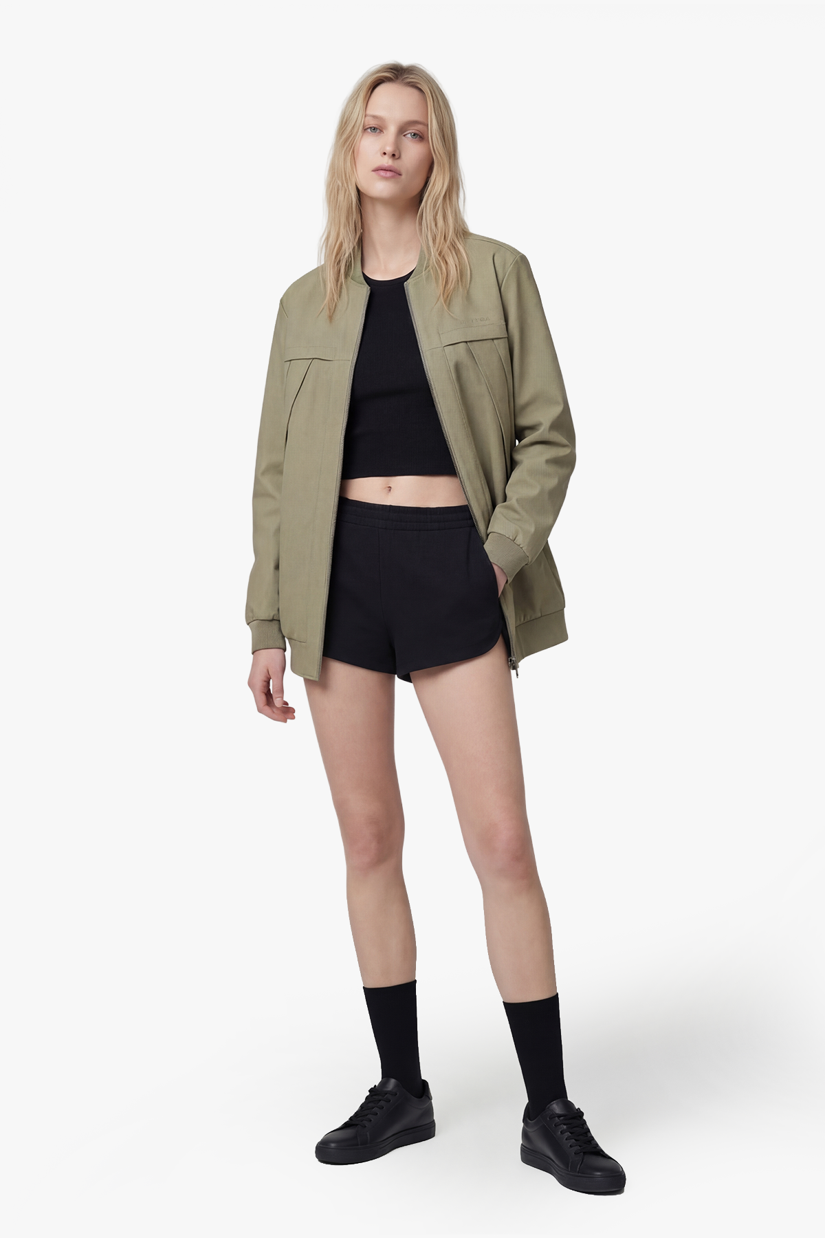 TYGA EMBROIDERY NYLON JACKET - DRAB GREEN