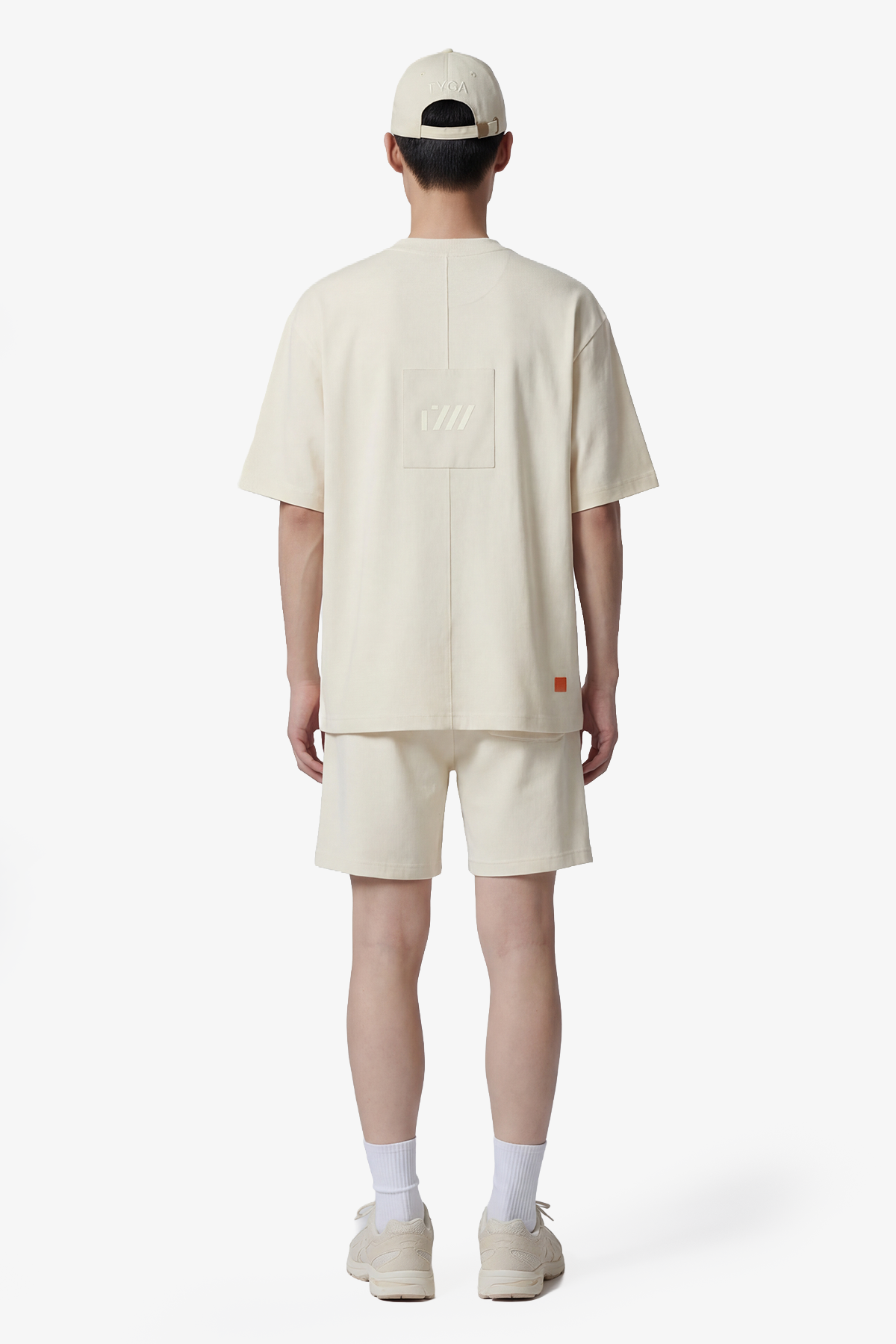 STITCHED SQUARE OVERSIZED T-SHIRT - BEIGE