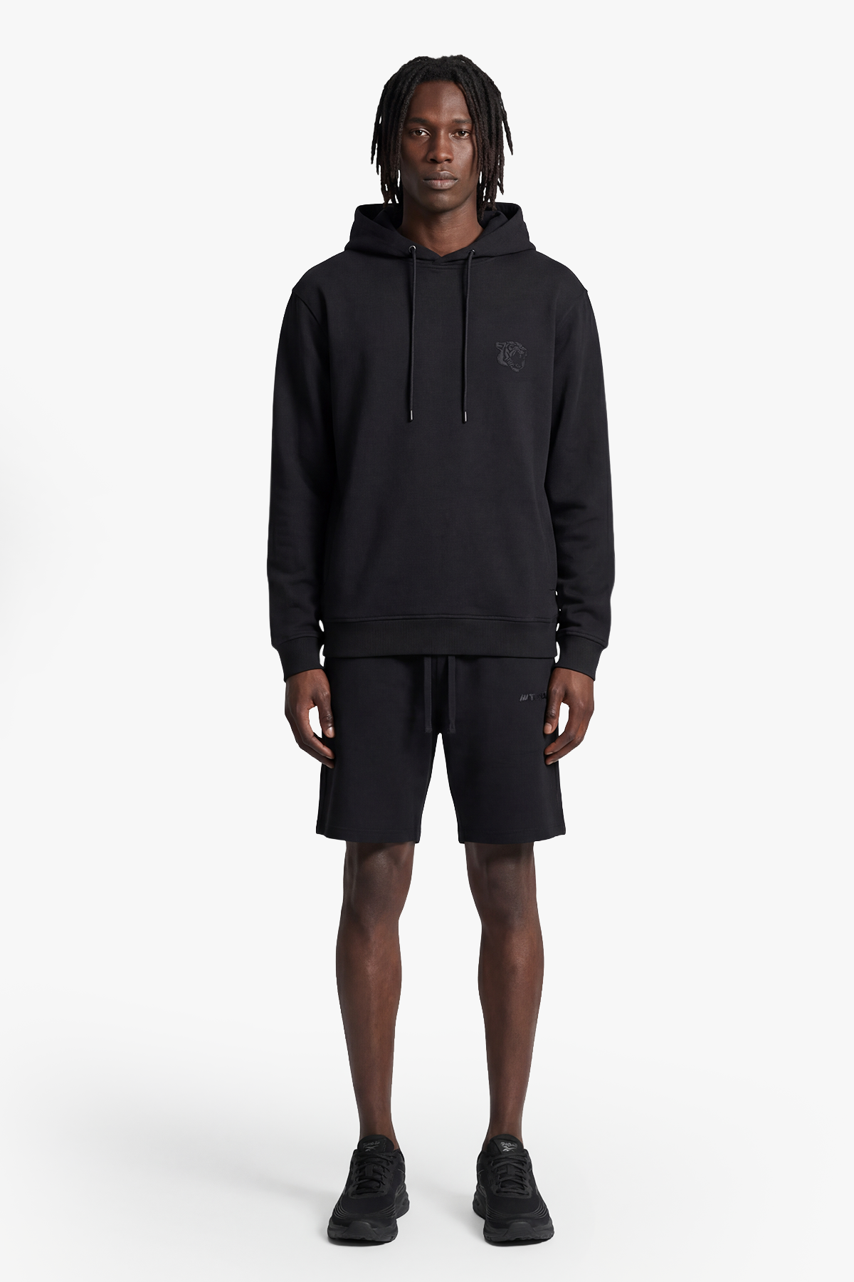 TIGER EMBROIDERY COTTON HOODIE - ANCHOR GRAY