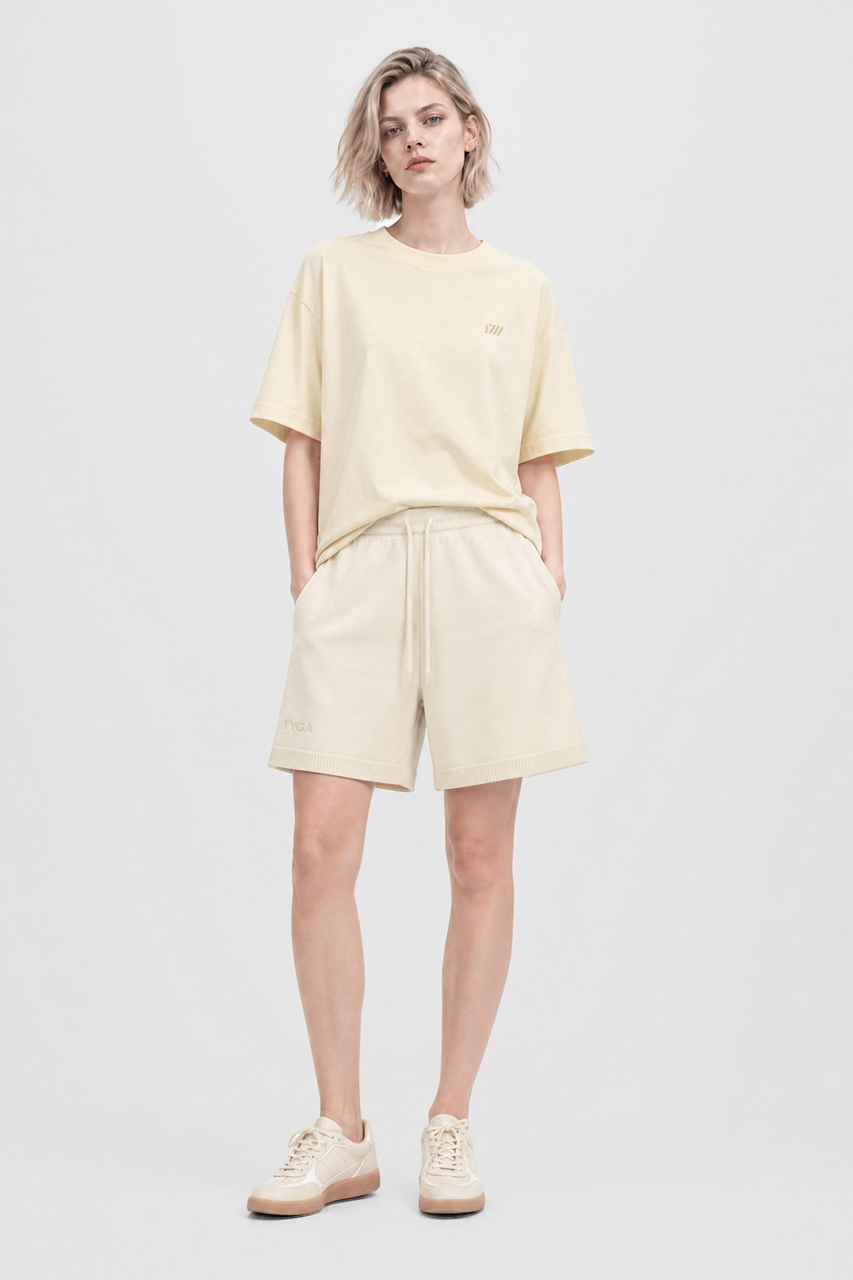 TYGA KNIT SHORTS - BEIGE