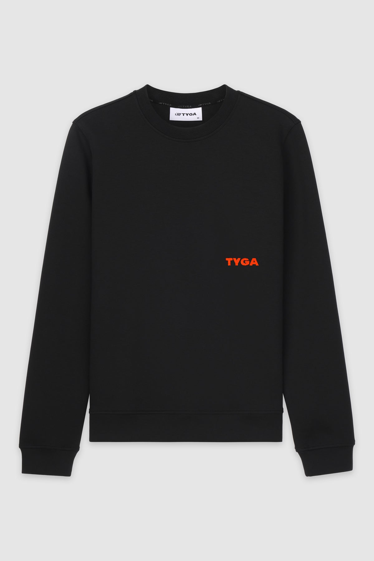 TYGA EMBROIDERY ROUND NECK SWEATER - BLACK