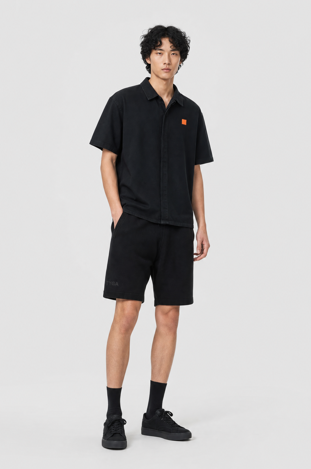 RIPPLE WASHED SHIRT - BLACK