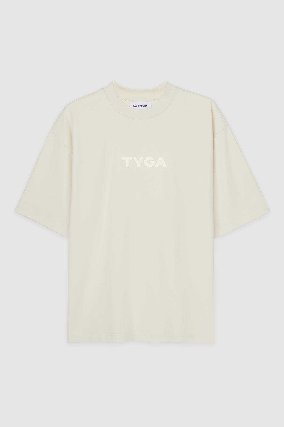 STITCHED SQUARE OVERSIZED T-SHIRT - BEIGE