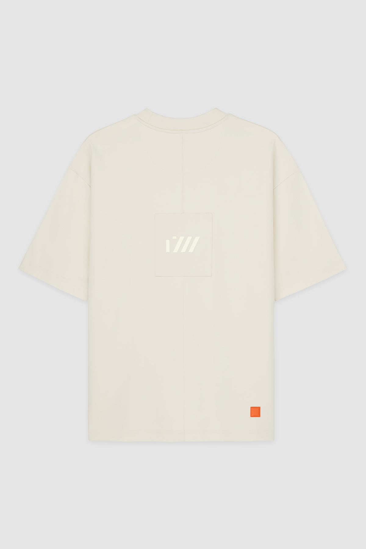 STITCHED SQUARE OVERSIZED T-SHIRT - BEIGE