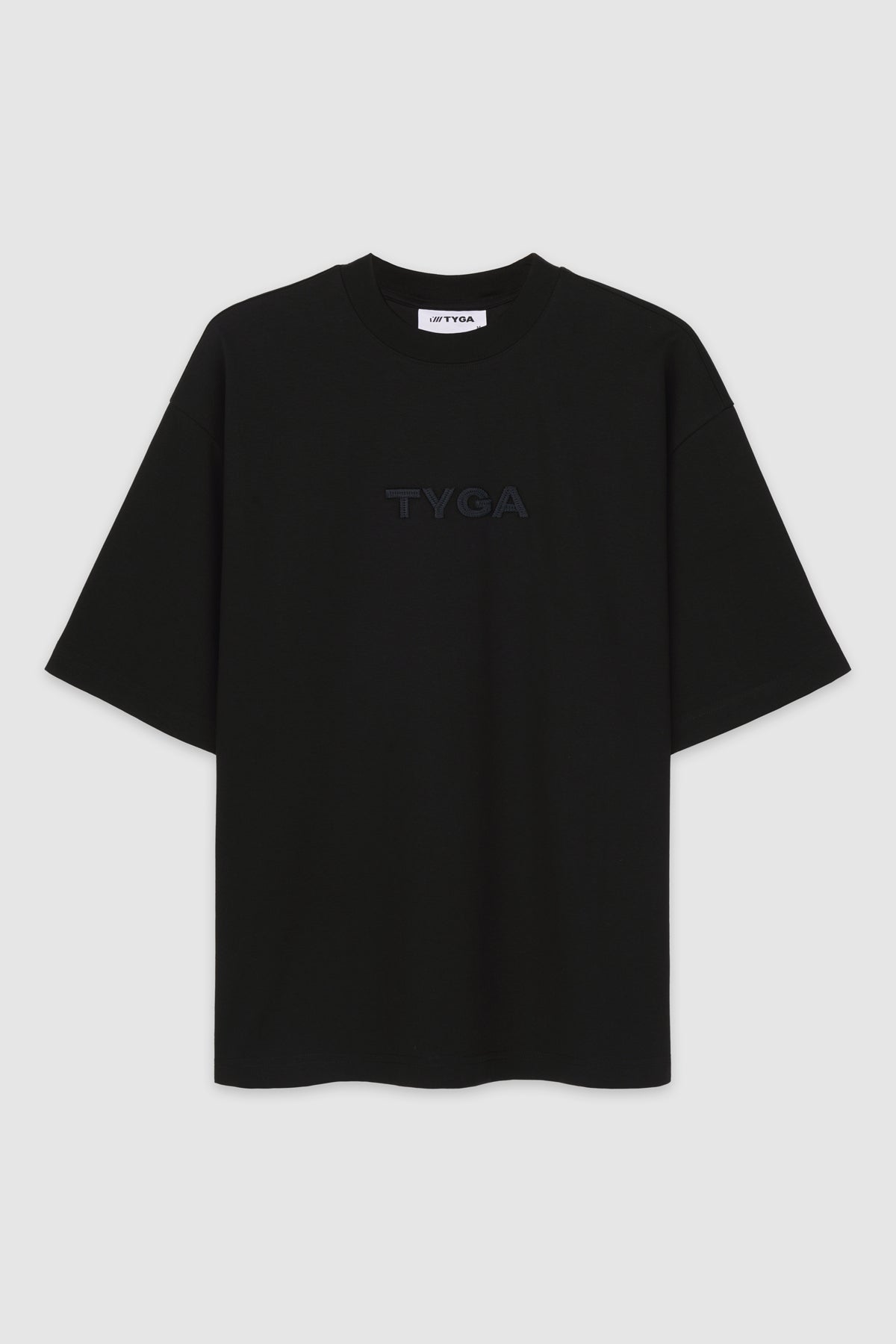 STITCHED SQUARE OVERSIZED T-SHIRT - BLACK