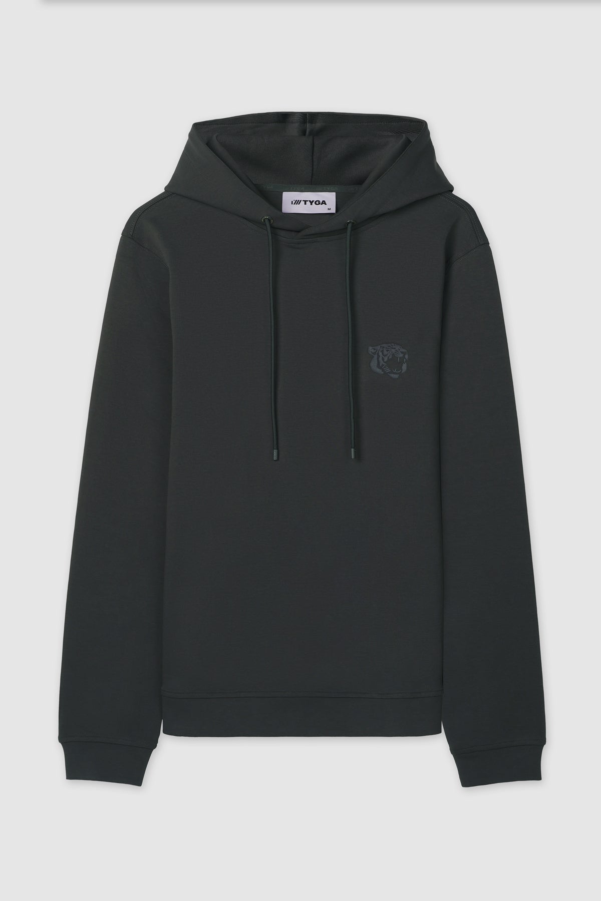 TIGER EMBROIDERY COTTON HOODIE - ANCHOR GRAY