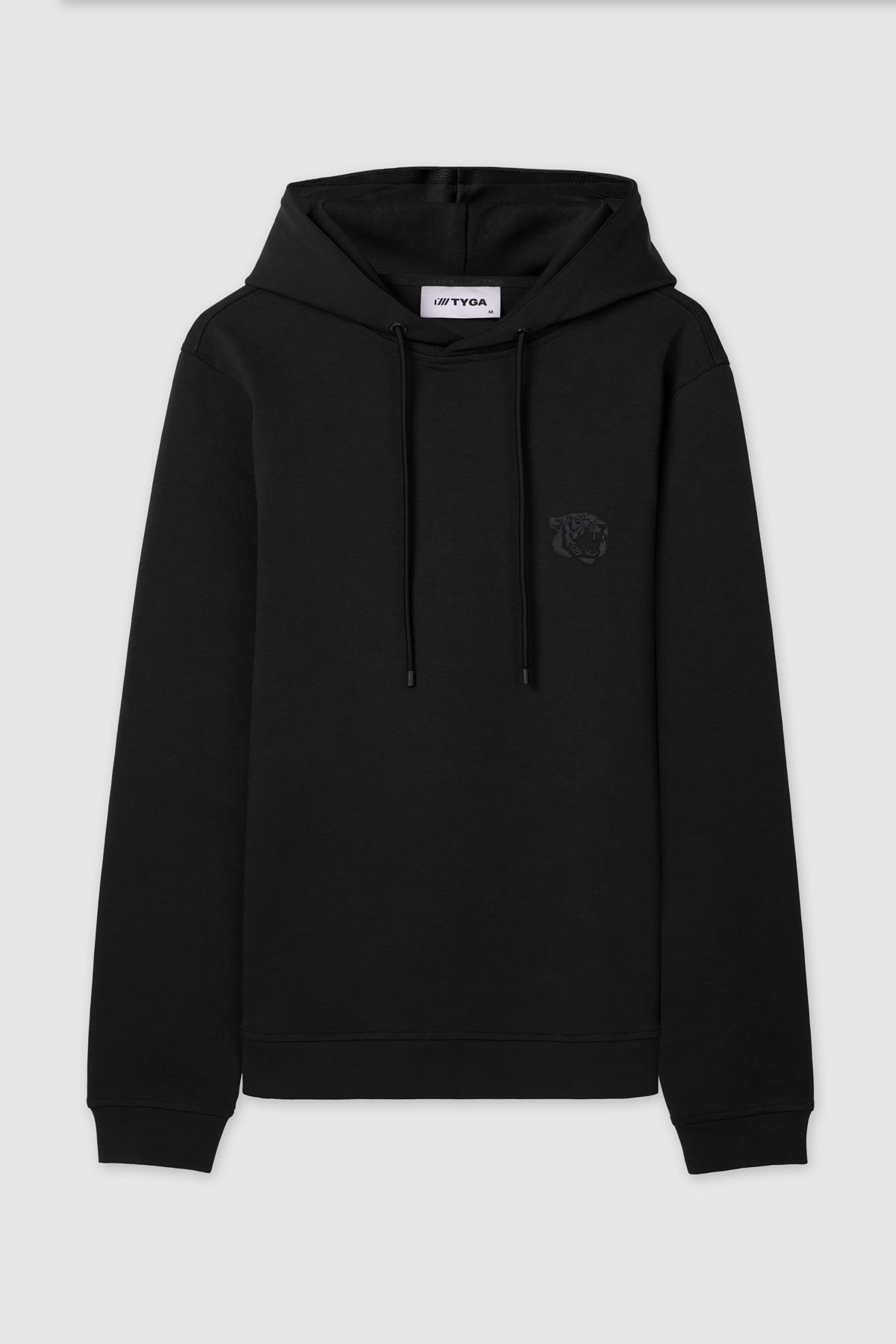 TIGER EMBROIDERY COTTON HOODIE - BLACK