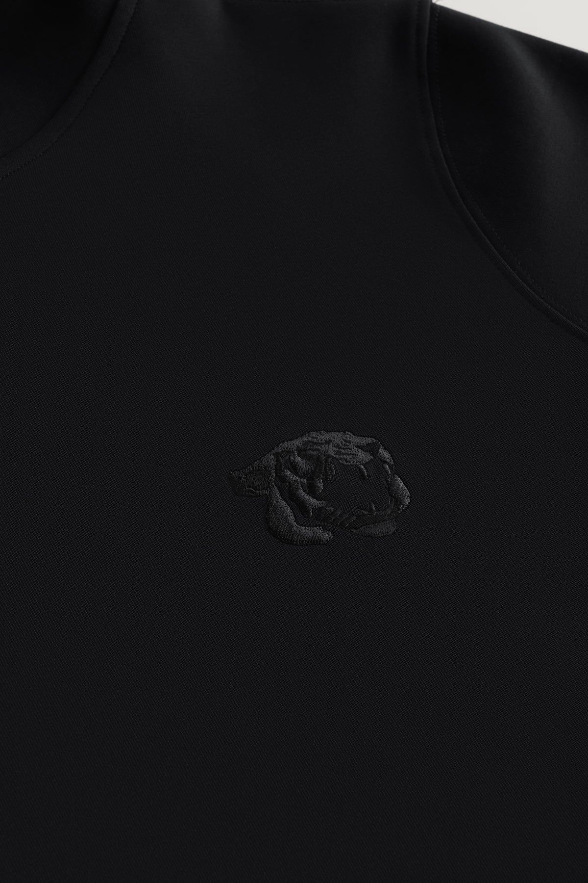 TIGER EMBROIDERY COTTON HOODIE - BLACK